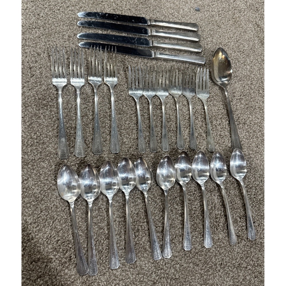 Oneida Community Clarion Par Plate Dinner Forks Knives Spoons 25 Pieces